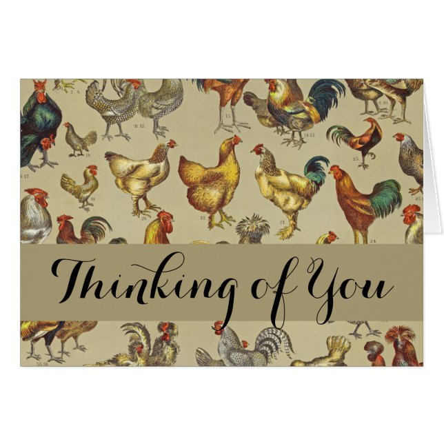 Cartão Galo Galinha-Fazenda Animal (Frente Horizontal)