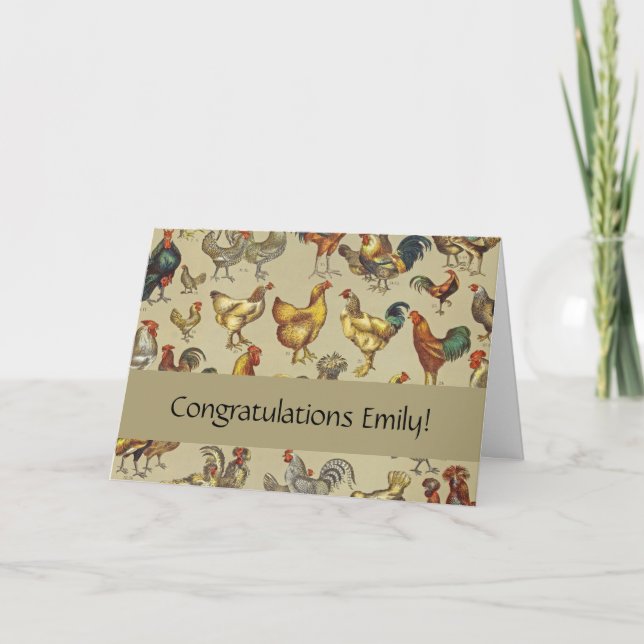 Cartão Galo Galinha-Fazenda Animal (Frente)