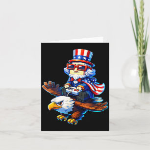 Cartão Gamer do 4 de Julho Patriótico Tio Sam Pixel Retro