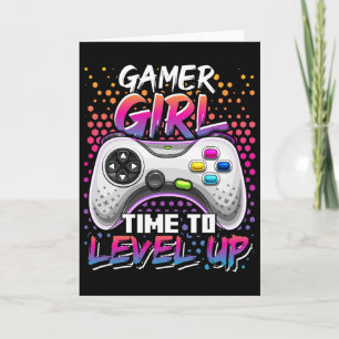 Cartão Gamer Girl Time To Level Up Video Game Birthday Gi
