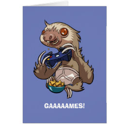 Cartão Gamer Sloth Comendo Nachos em Cartografia de Cueca