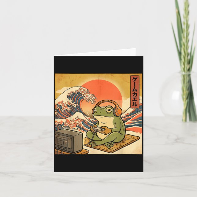 Cartão Gaming Frog Art Ukiyo-e Japanese Gamer Anime Men W (Frente)