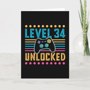 Cartão Gaming nível 34 desbloqueado 34º aniversário do