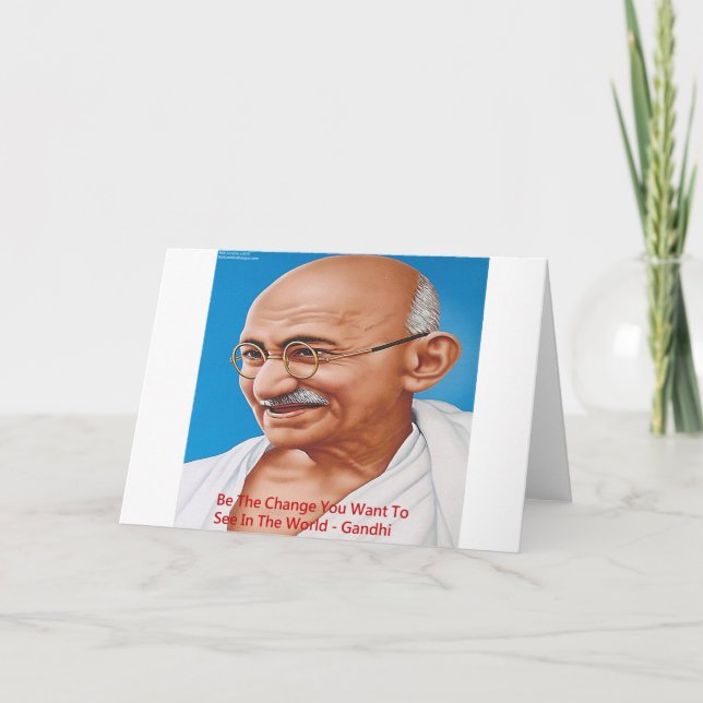 Cartão Gandhi & Be The Change Quote (Frente)