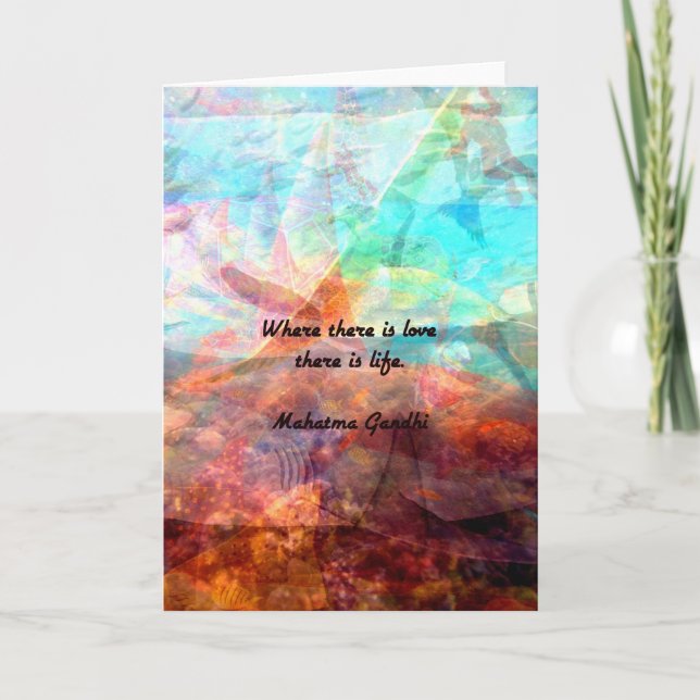 Cartão Gandhi - Citação Inspiracional sobre Amor, Vida e  (Frente)