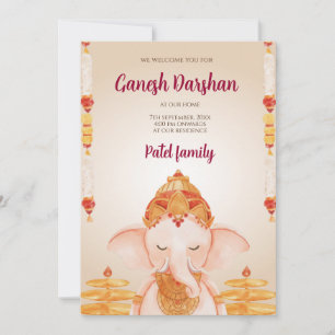 Cartão Ganesh Chaturthi Ganpati digital convida