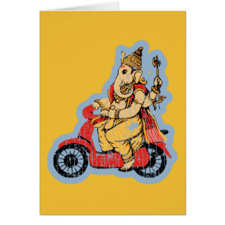 Cartão Ganesha que monta um patinete