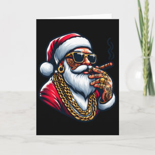 Cartão Gangsta Wrapper Divertido Frio Papai Noel Gângster