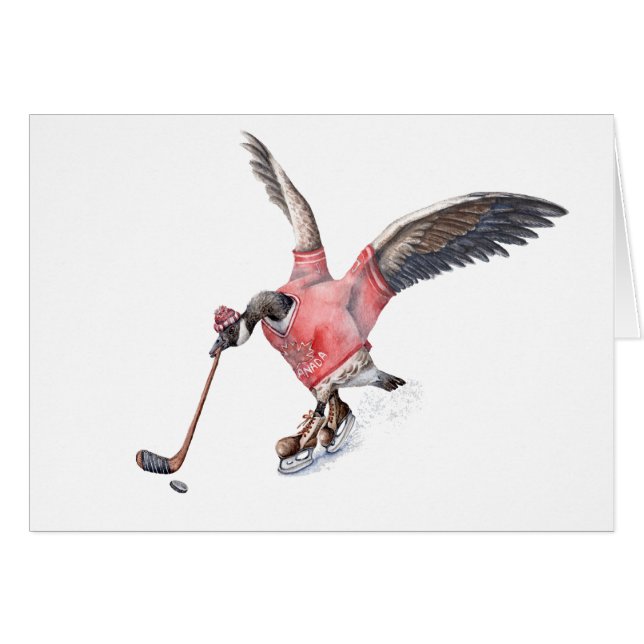 Cartão Ganso de Canadá que joga o hóquei (Frente Horizontal)