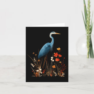 Cartão Garça Azul Floral Flor Silvestre Observação de Pás
