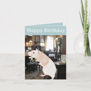 Cartão Garçom Rato surreal Editável