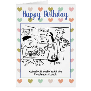 Cartão Garçonete em Pub Says A refeição realmente foi de