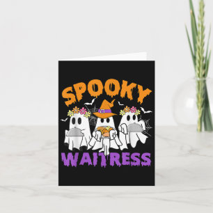 Cartão Garçonete Engraçado Fantasma Halloween