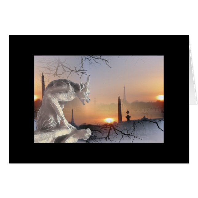 Cartão Gargoyle de Notre-Dame! (Frente horizontal)