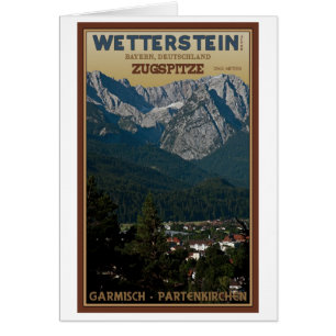 Cartão Garmisch - Zugspitze acima da cidade