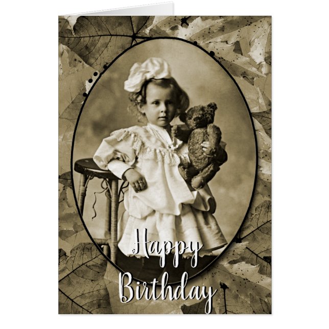 CARTÃO GAROTA ADORÁVEL COM PORTA DE URSO DE 1900 (Frente)