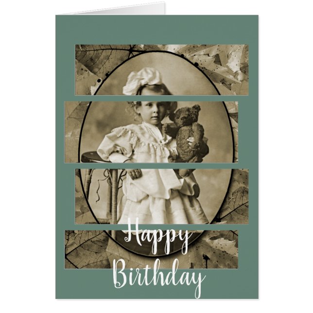 CARTÃO GAROTA ADORÁVEL COM PORTA DE URSO DE 1900 (Frente)