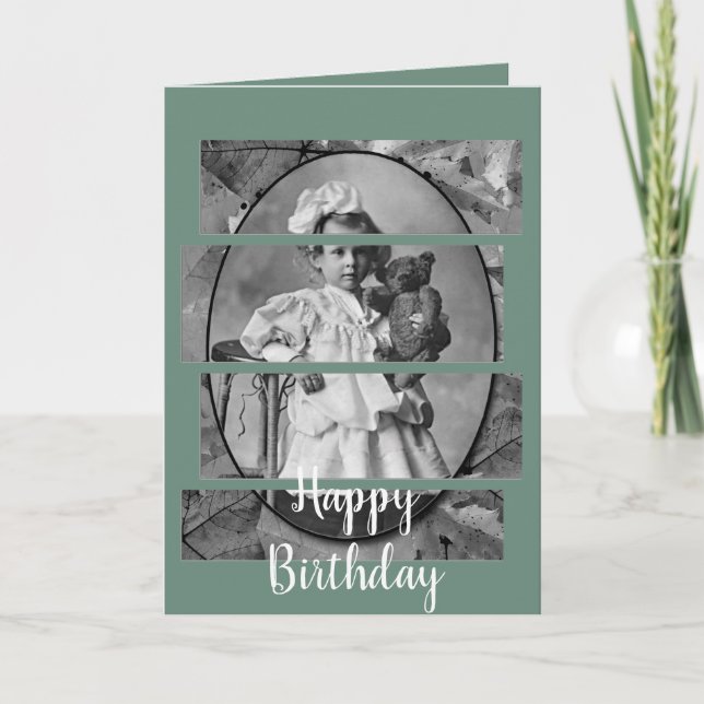 CARTÃO GAROTA ADORÁVEL COM PORTA DE URSO DE 1900 (Frente)