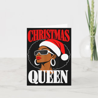 Cartão Garota afro chapéu de papai noel óculos de sol mod