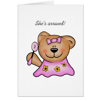 Cartão Garota Bonita Urso de Teddy Rosa
