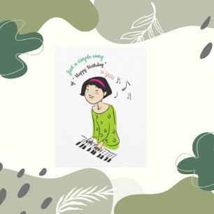 Cartão Garota Cantando Carta De Aniversário Da Música De