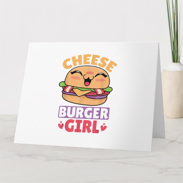 Cartão Garota Cheeseburger, Mulheres Hamburger e Cheesebu (Frente)