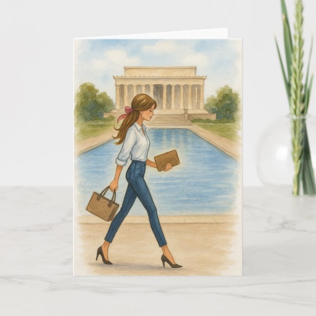 Cartão Garota Chique em Washington, DC (Frente)