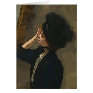 Cartão Garota Com Abstrato Celular, Estilo Matisse,