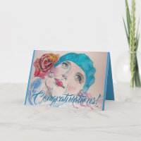 Garota com Rosa vermelha de Parabéns de Beret