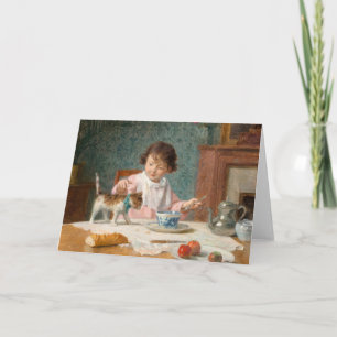 Cartão Garota com um gato Victor Gabriel Gilbert