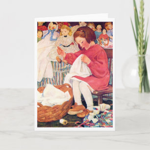 Cartão Garota Costurando, Jessie Willcox Smith