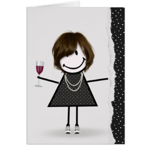 Cartão Garota de Aniversário com Vinho e tênis