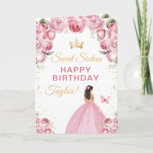 Cartão Garota de Cabelo Rosa Moreno Aniversário de Dezess