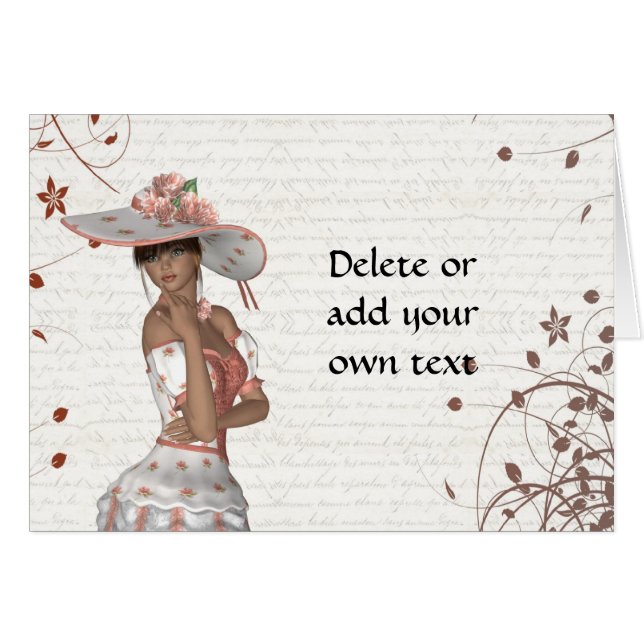 Cartão Garota de chapéu de verão (Frente Horizontal)