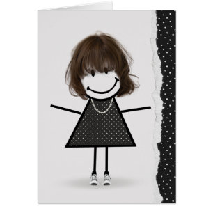 Cartão Garota de palito de aniversário com tênis