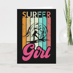 Cartão Garota de Surfe Prancha de Surfe Mulheres Mar Retr