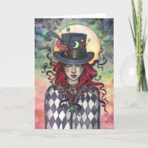 Cartão Garota do Chapeleiro Louco Arte de Fantasia Mister