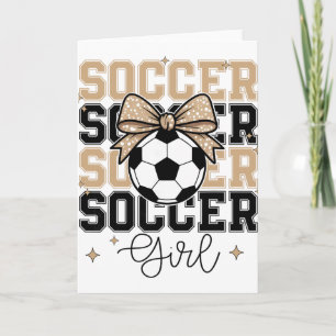 Cartão Garota do Futebol Groovy Coquette Bow Futebol Espo