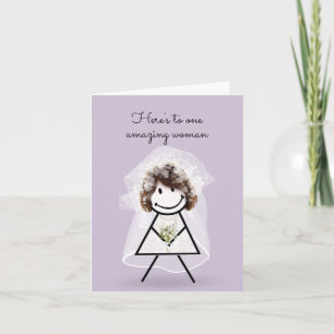 Cartão Garota do Vestido Noiva com Buquê Bridal