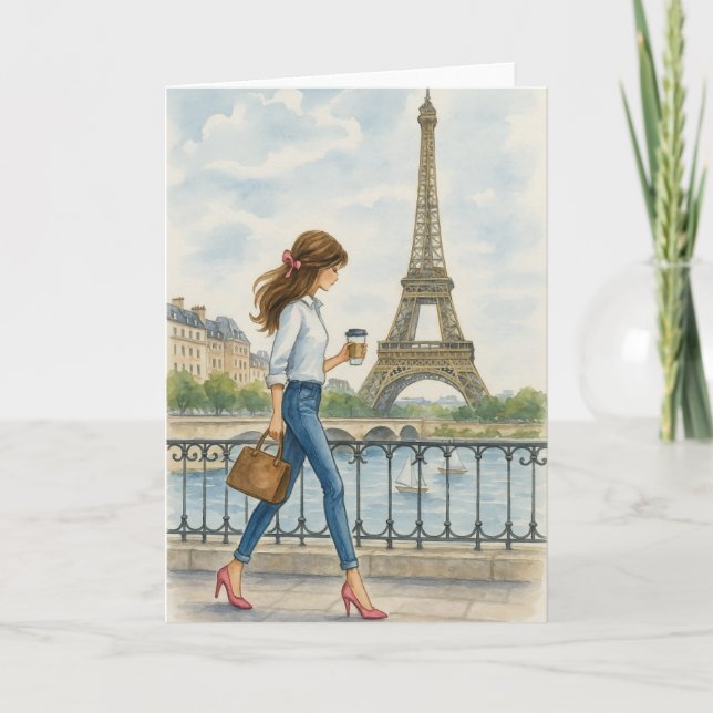 Cartão Garota em Paris (Frente)
