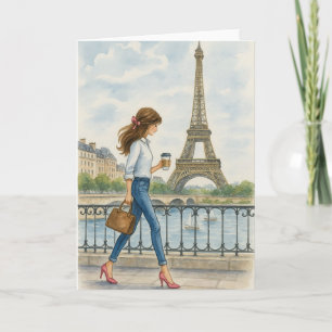 Cartão Garota em Paris