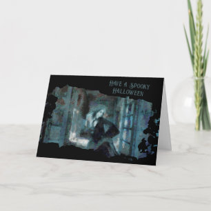 Cartão Garota Fantasma em Azul – Arte Surreal Assustadora