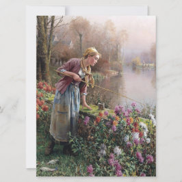 Cartão Garota francesa pescando na Bretanha