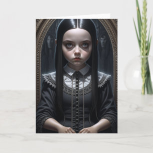 Cartão Garota Gótica Assustando o Dia das Bruxas