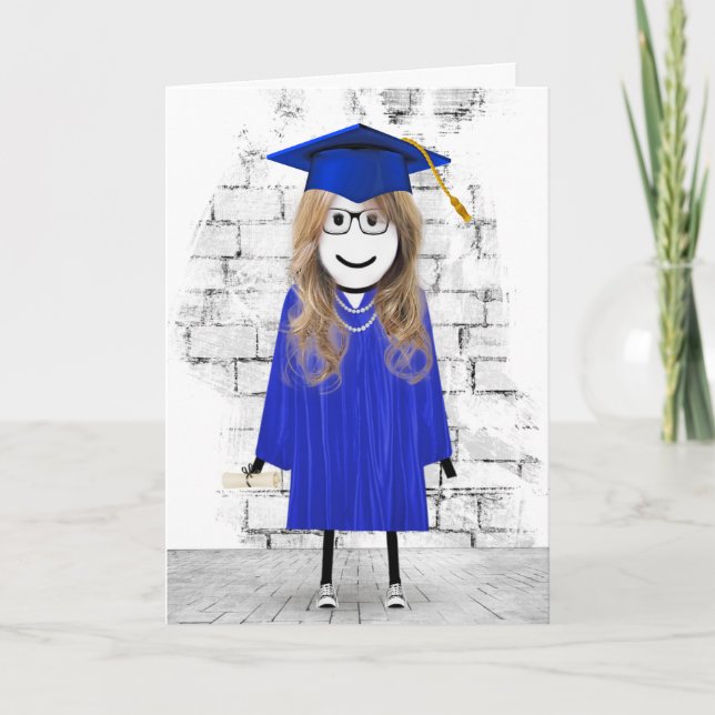 Cartão Garota Graduada com Cabelo e Diploma (Frente)