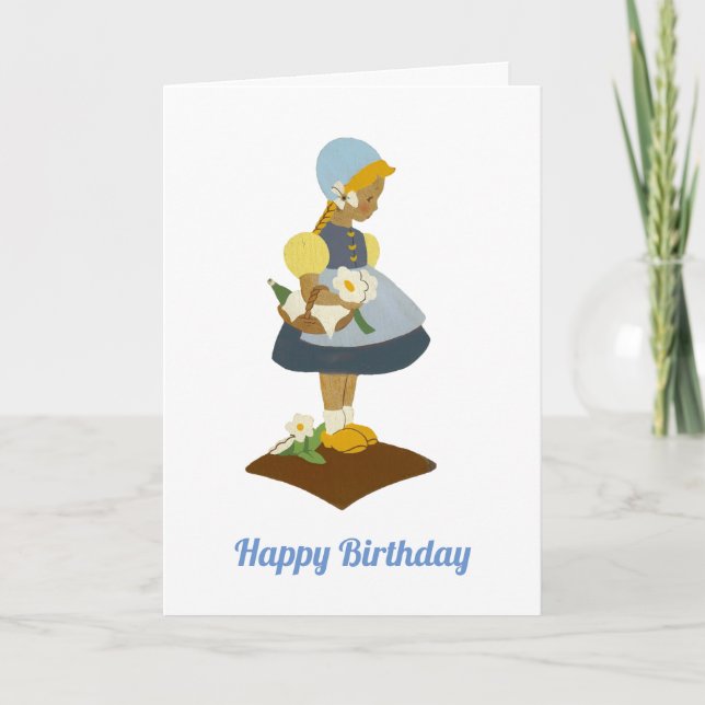 Cartão Garota holandesa com sapatos de madeira (Frente)