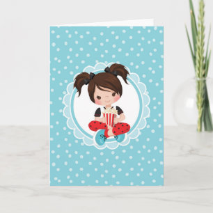 Cartão Garota Morena Noite de Filme Com Pipoca