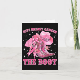 Cartão Garota Ocidental Dar O Cancer Da Mama A Boot Rosa 