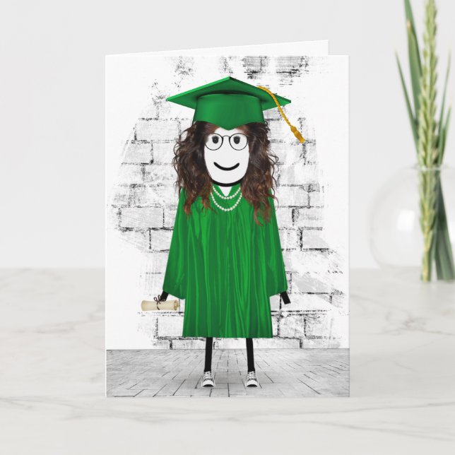 Cartão Garota Palito Graduada com Diploma (Frente)