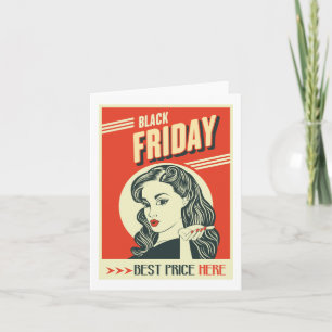 Cartão Garota Pin-Up Retro Black Friday Pop Art